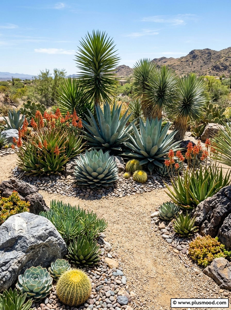 Tropical Succulent Rock Garden - 25 outdoor garden decor ideas with tropical plants