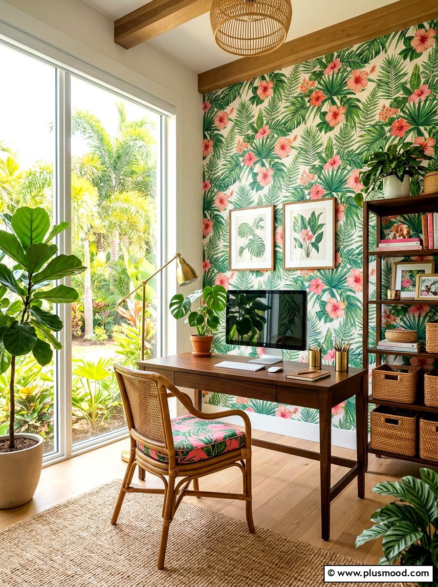 Tropical Theme Home Office - 25 summer room decor ideas