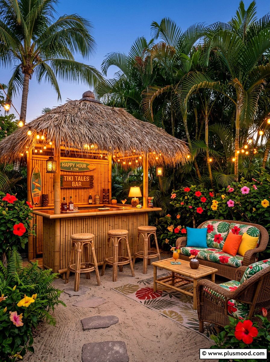 Tropical Tiki Bar Lounge - 25 summer backyard lounge ideas