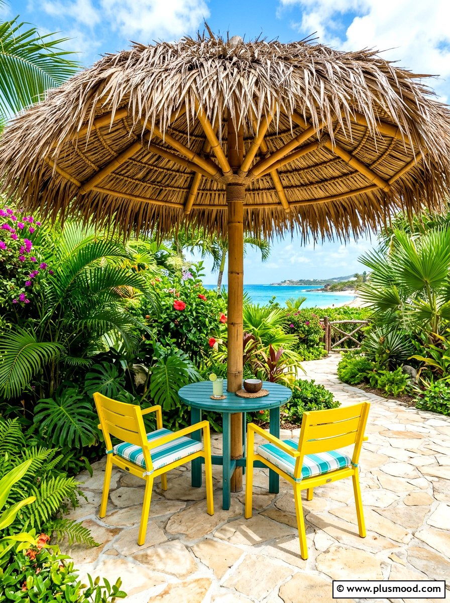 Tropical Umbrella Seating - 25 summer tropical patio ideas