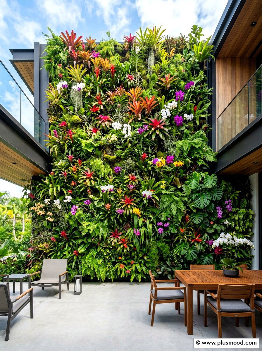 Tropical Vertical Living Wall - 25 summer tropical garden ideas