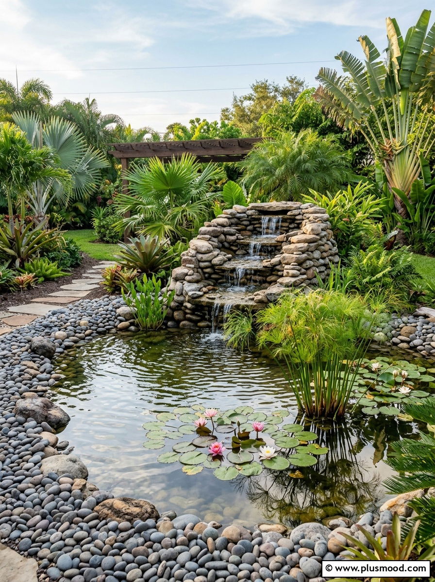 Tropical Water Feature Landscaping - 25 outdoor garden decor ideas with tropical plants