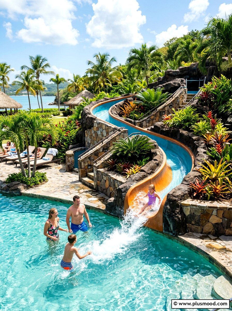 Tropical Water Slide - 25 summer tropical pool ideas