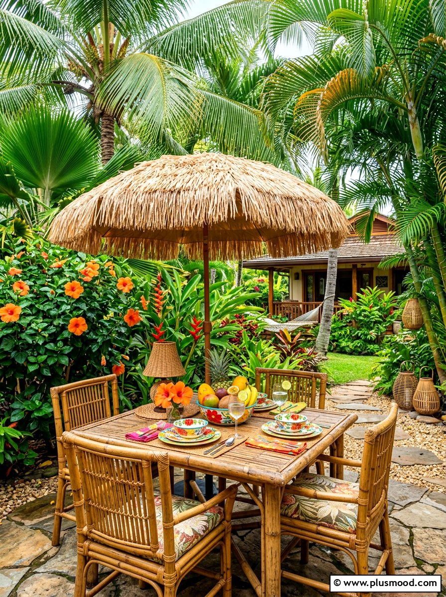 Tropical backyard dining - 25 summer patio dining ideas