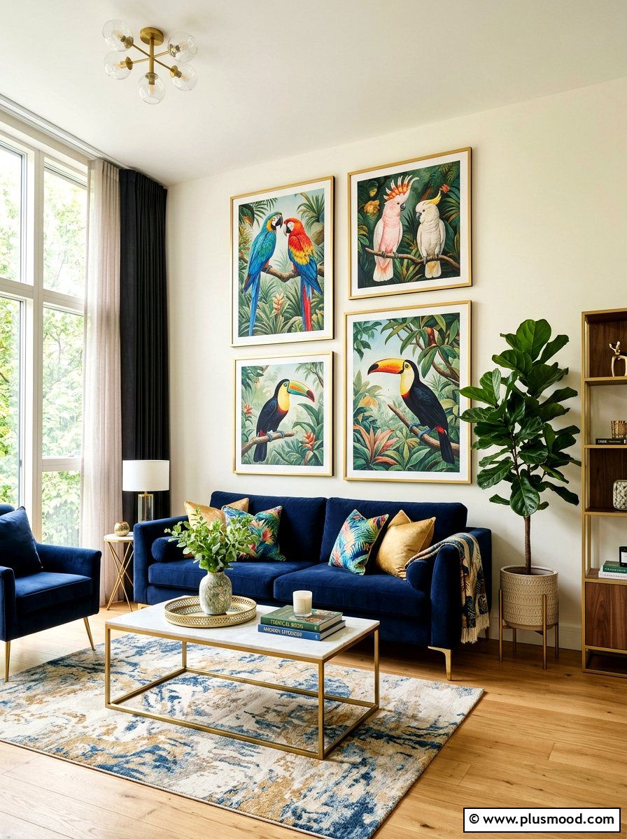 Tropical bird prints - 25 summer tropical home decor ideas