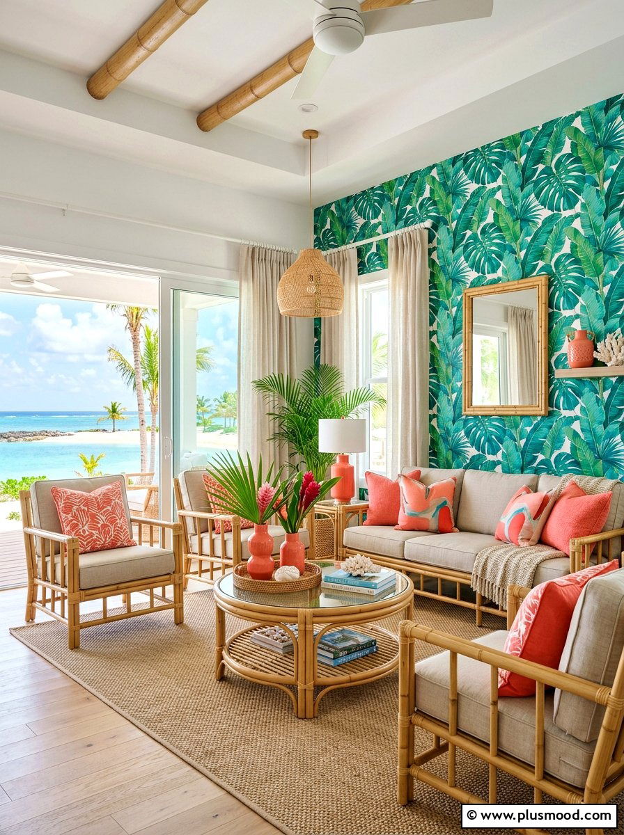 Tropical coastal living room accents - 25 summer coastal living room ideas