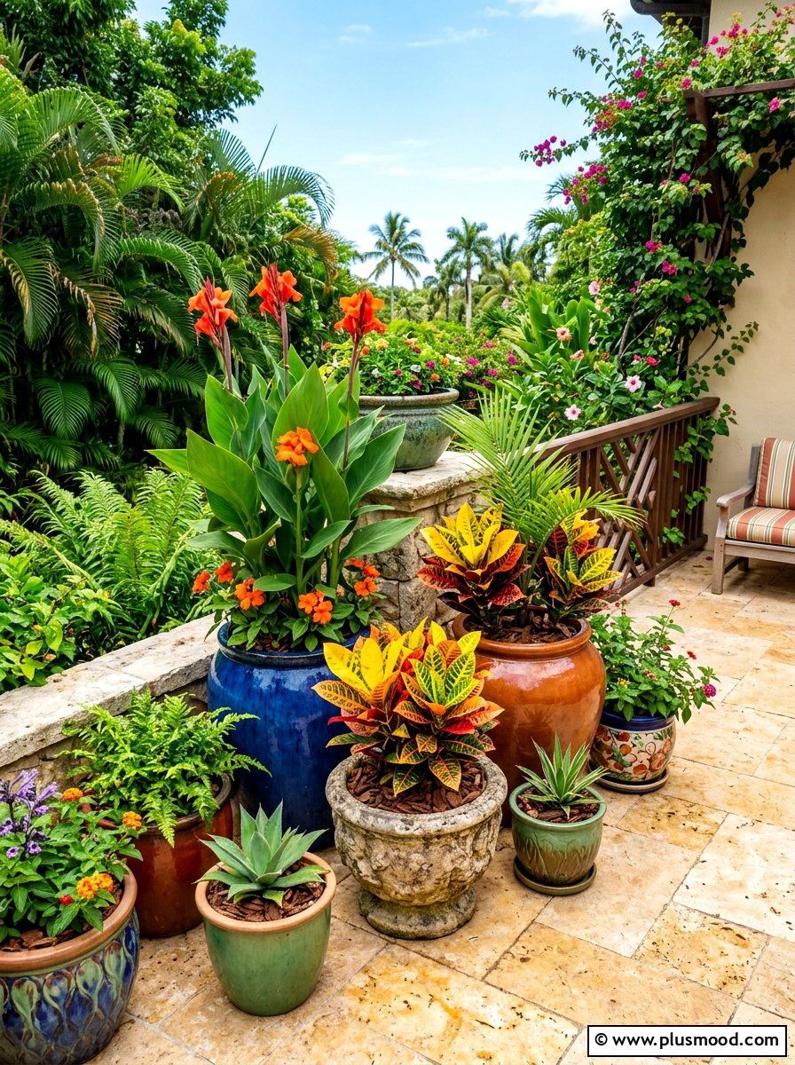 Tropical container garden - 25 summer backyard tropical ideas