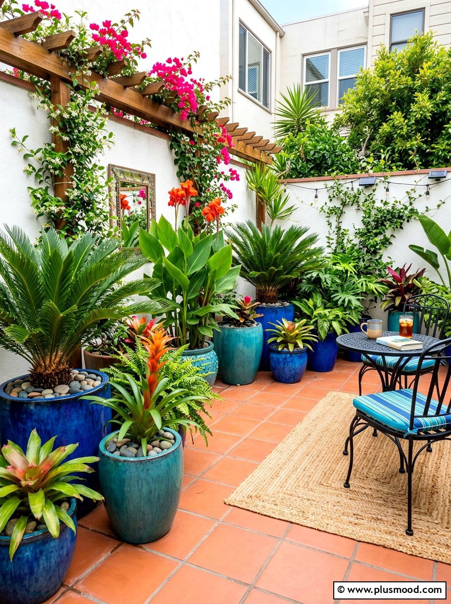 Tropical container patio - 25 summer tropical landscaping ideas