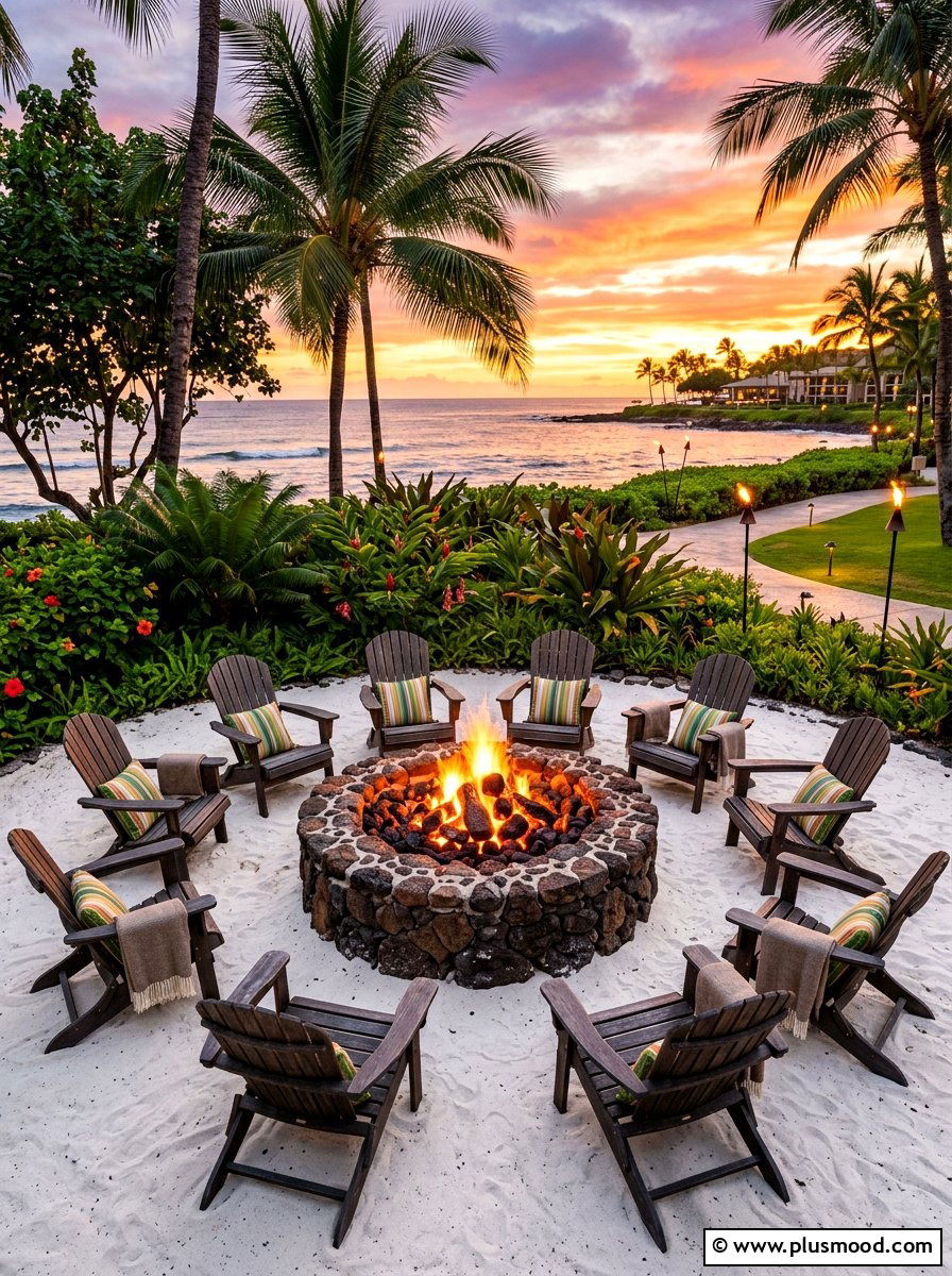 Tropical fire pit - 25 summer backyard tropical ideas