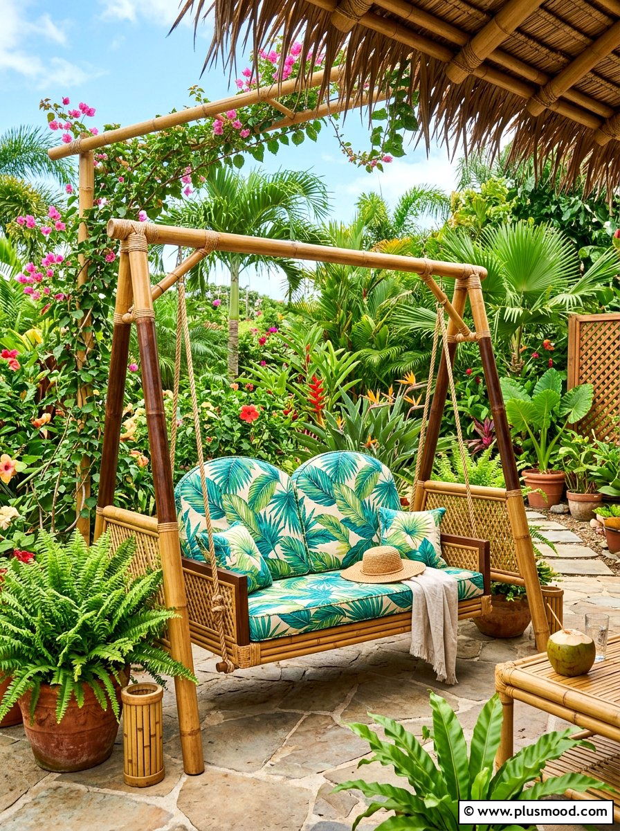 Tropical garden swing - 25 summer balcony swing chair ideas