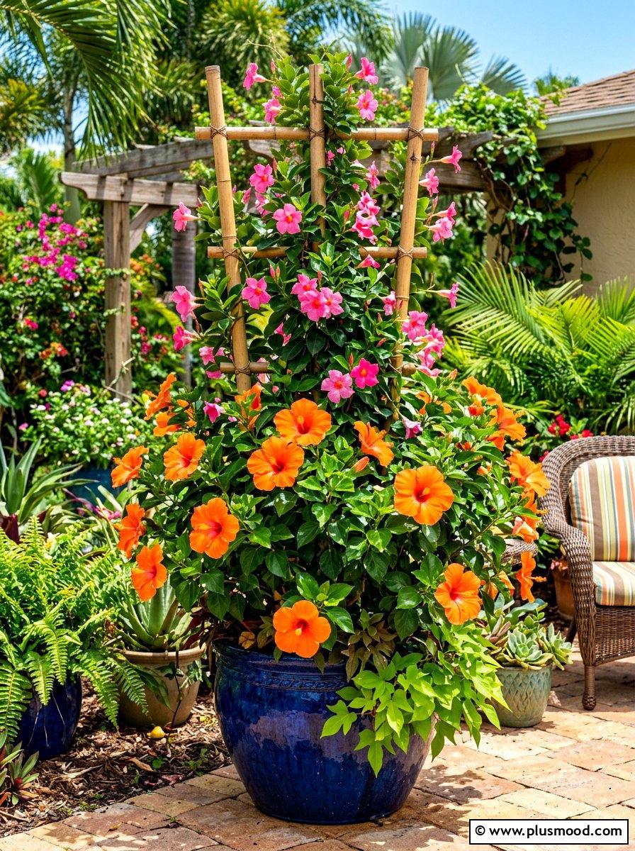 Tropical hibiscus summer planter - 25 beautiful summer planter ideas