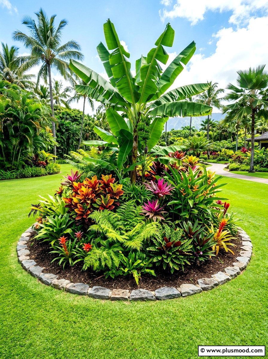 Tropical island bed - 25 summer tropical landscaping ideas