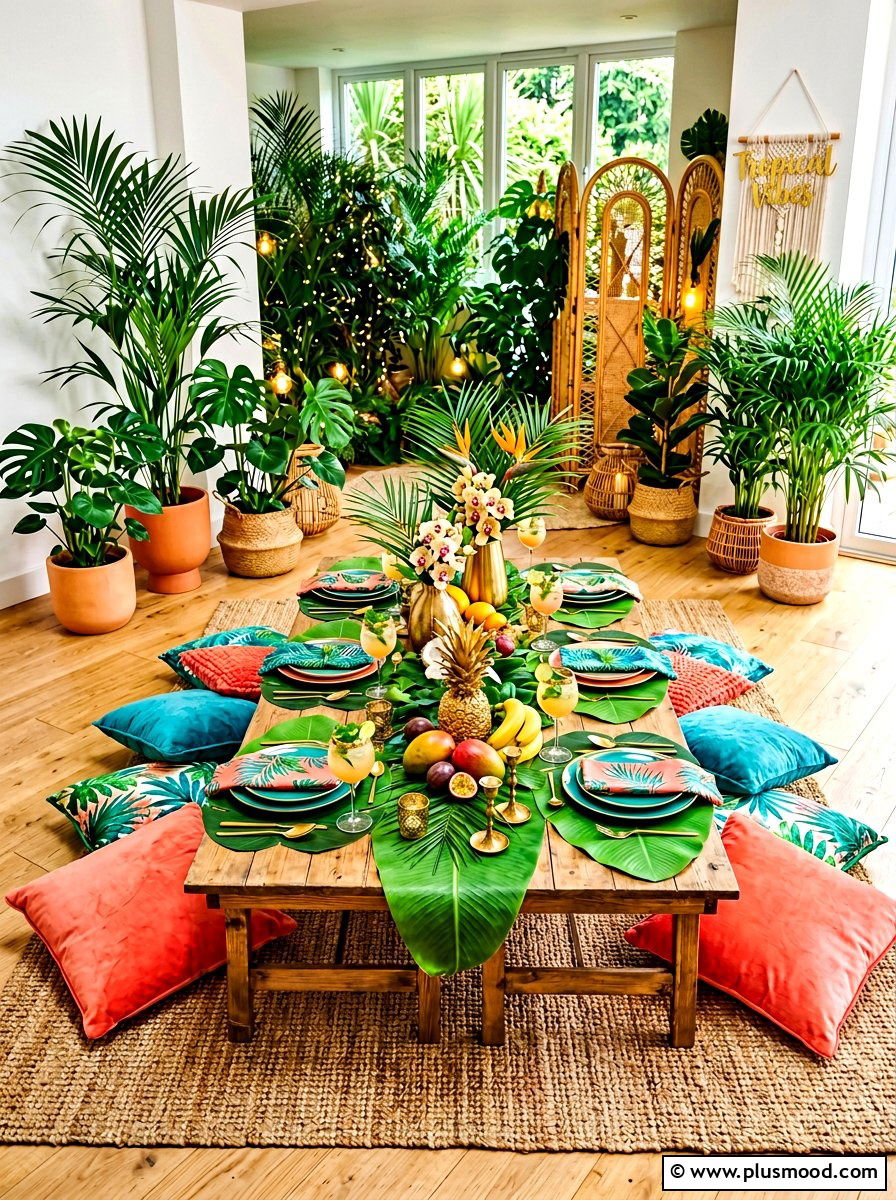 Tropical jungle picnic theme - 25 summer backyard picnic ideas