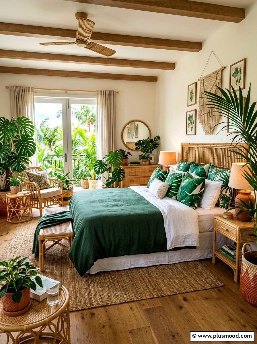 Tropical leaf pillows - 25 summer pillow ideas for bedroom