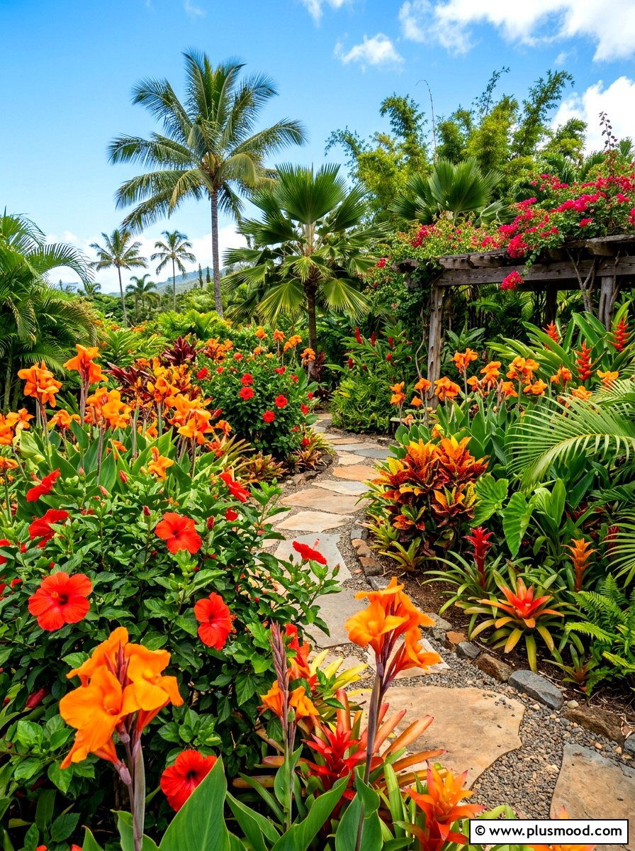 Tropical orange and red garden - 25 summer garden color ideas