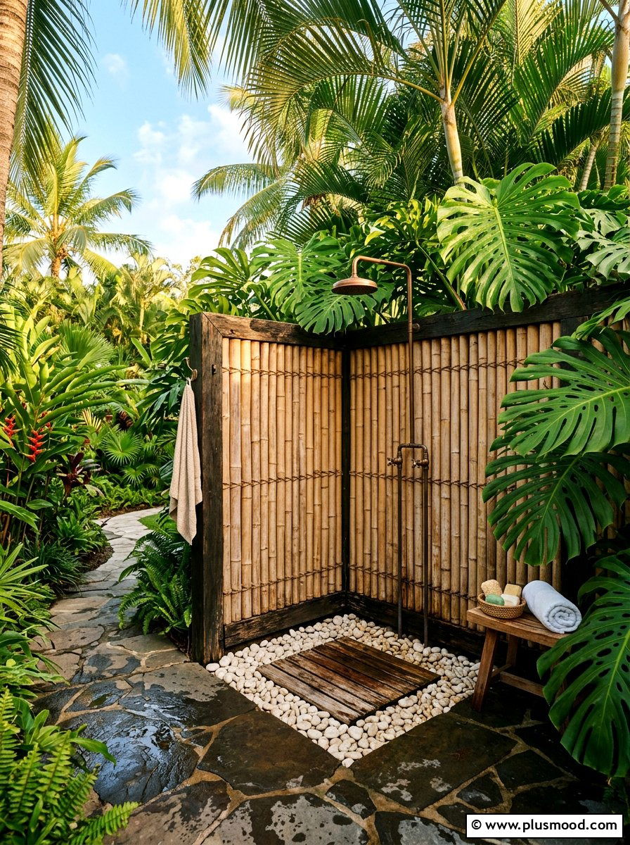 Tropical outdoor shower - 25 summer outdoor shower ideas
