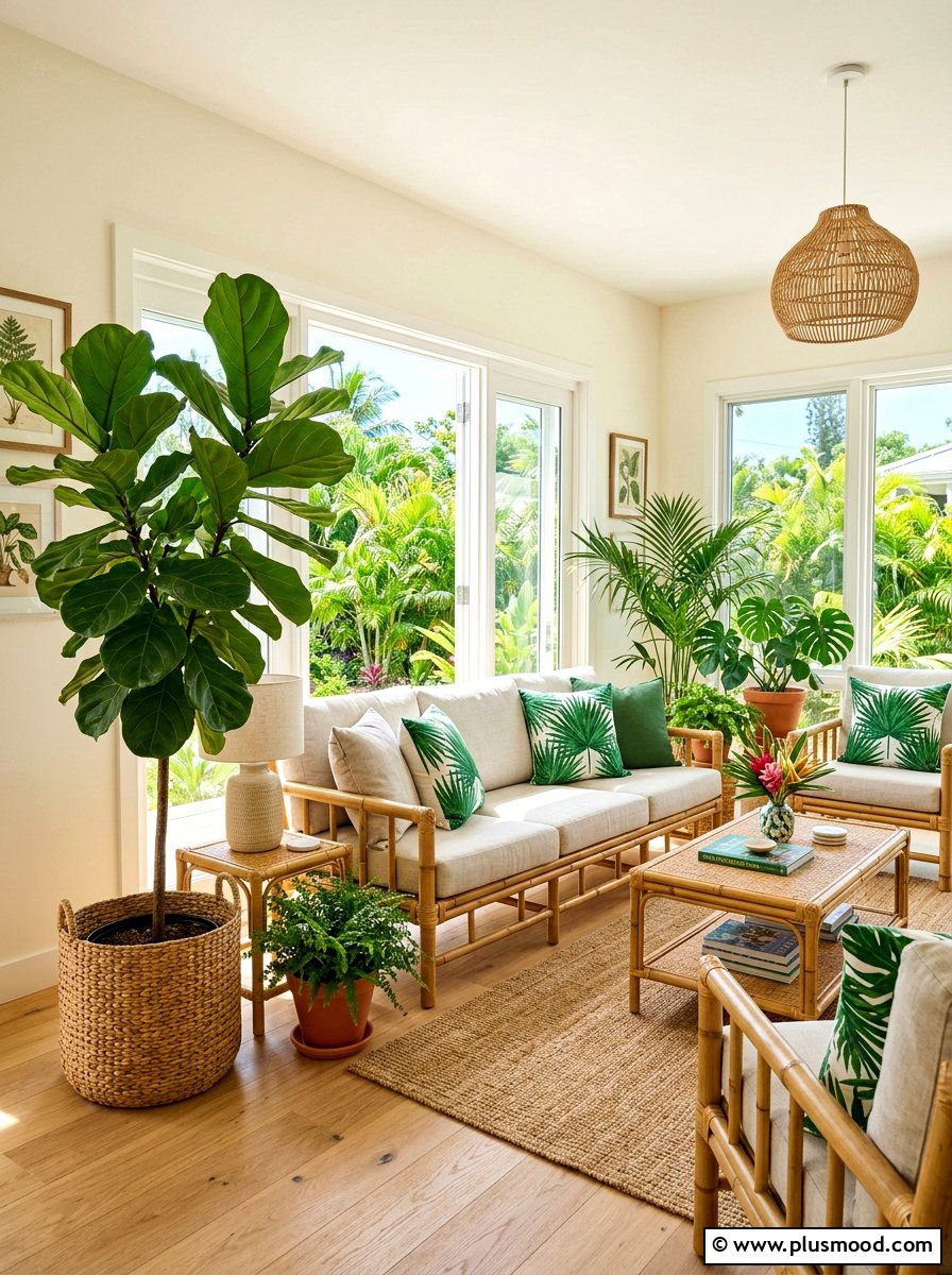 Tropical palm living room - 25 beachy summer living room ideas