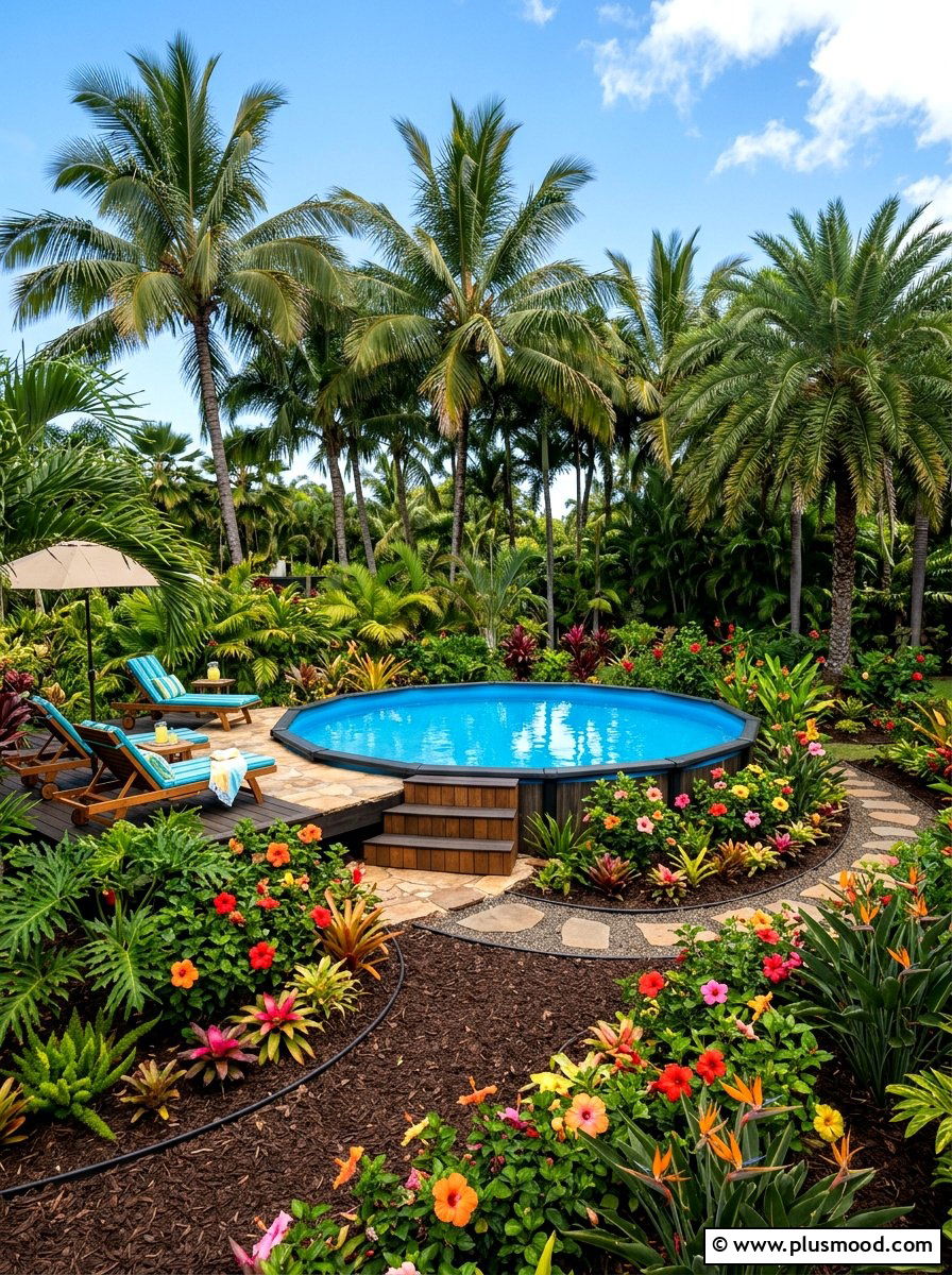 Tropical palm pool landscape