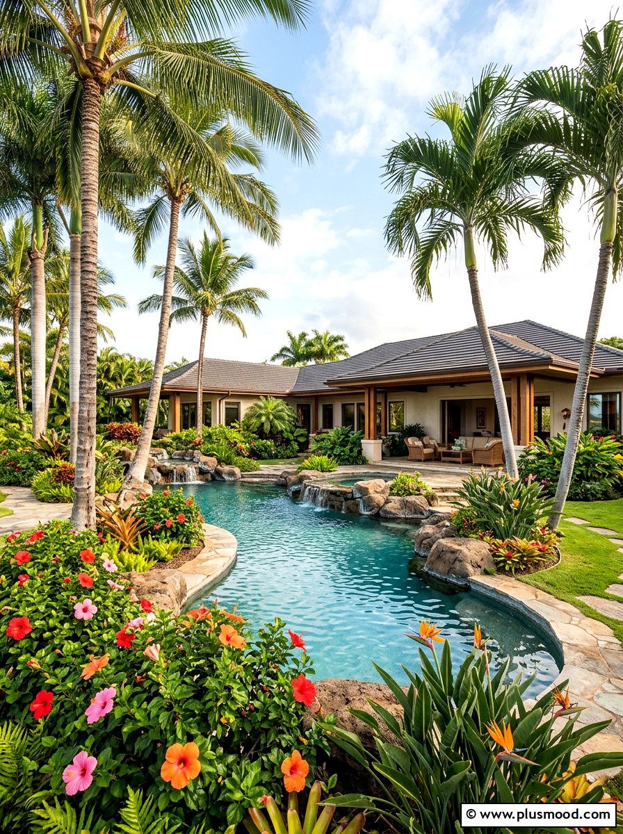 Tropical palm tree landscaping - 25 pool landscaping ideas for ranch homes
