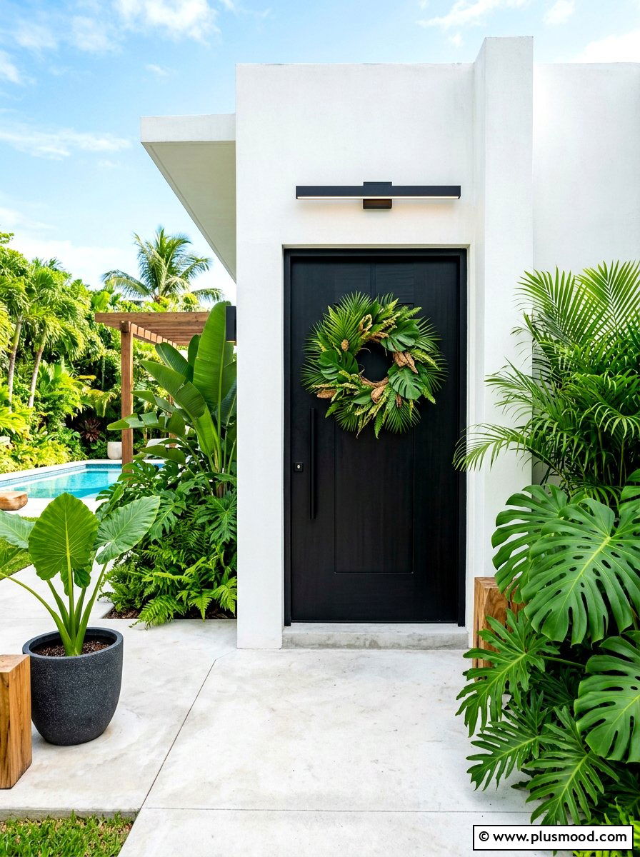 Tropical palm wreath - 25 summer front porch wreath ideas