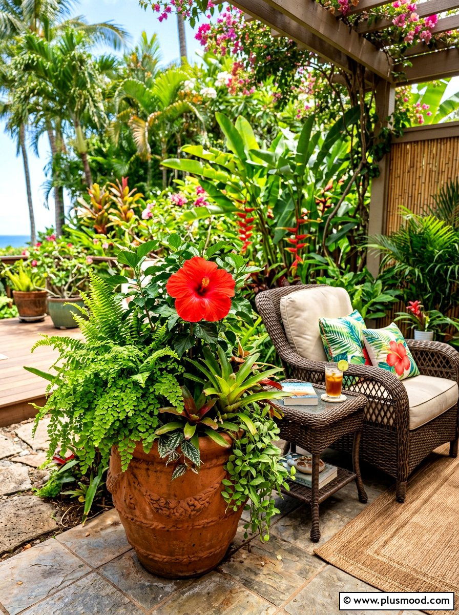 Tropical patio planter - 25 summer planter box ideas