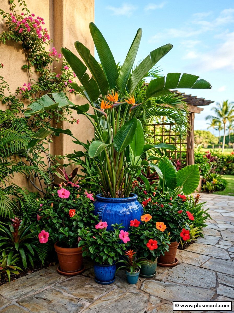 Tropical patio plants - 25 small backyard ideas with container garden