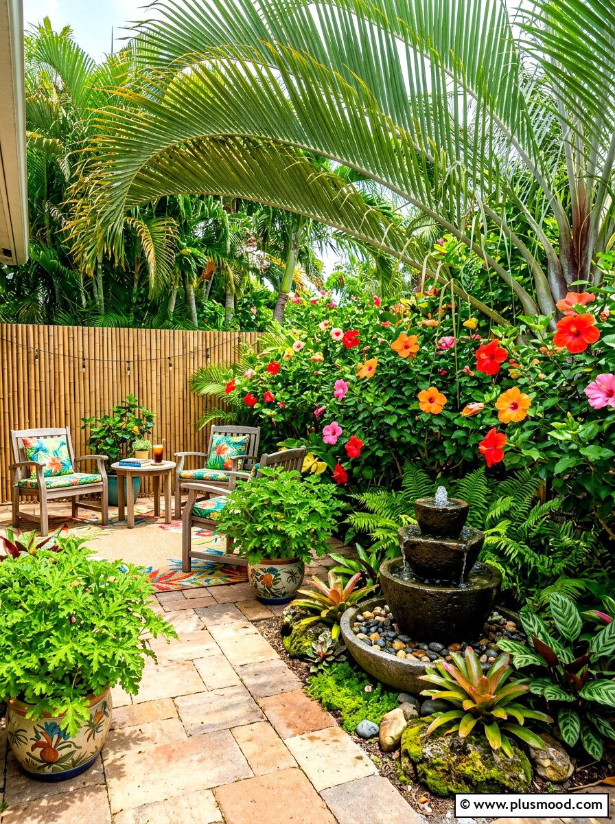 Tropical patio with citronella foliage - 25 summer patio ideas with citronella plants