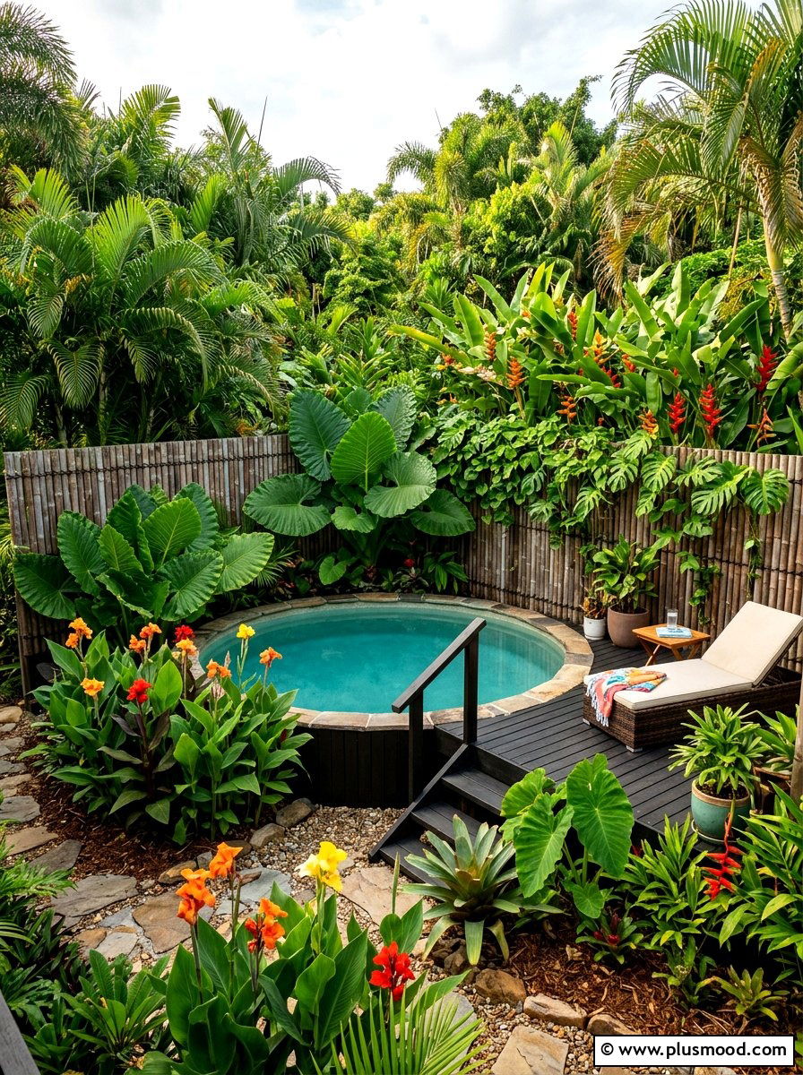 Tropical plant pool oasis - 25 pool landscaping ideas for above ground pools