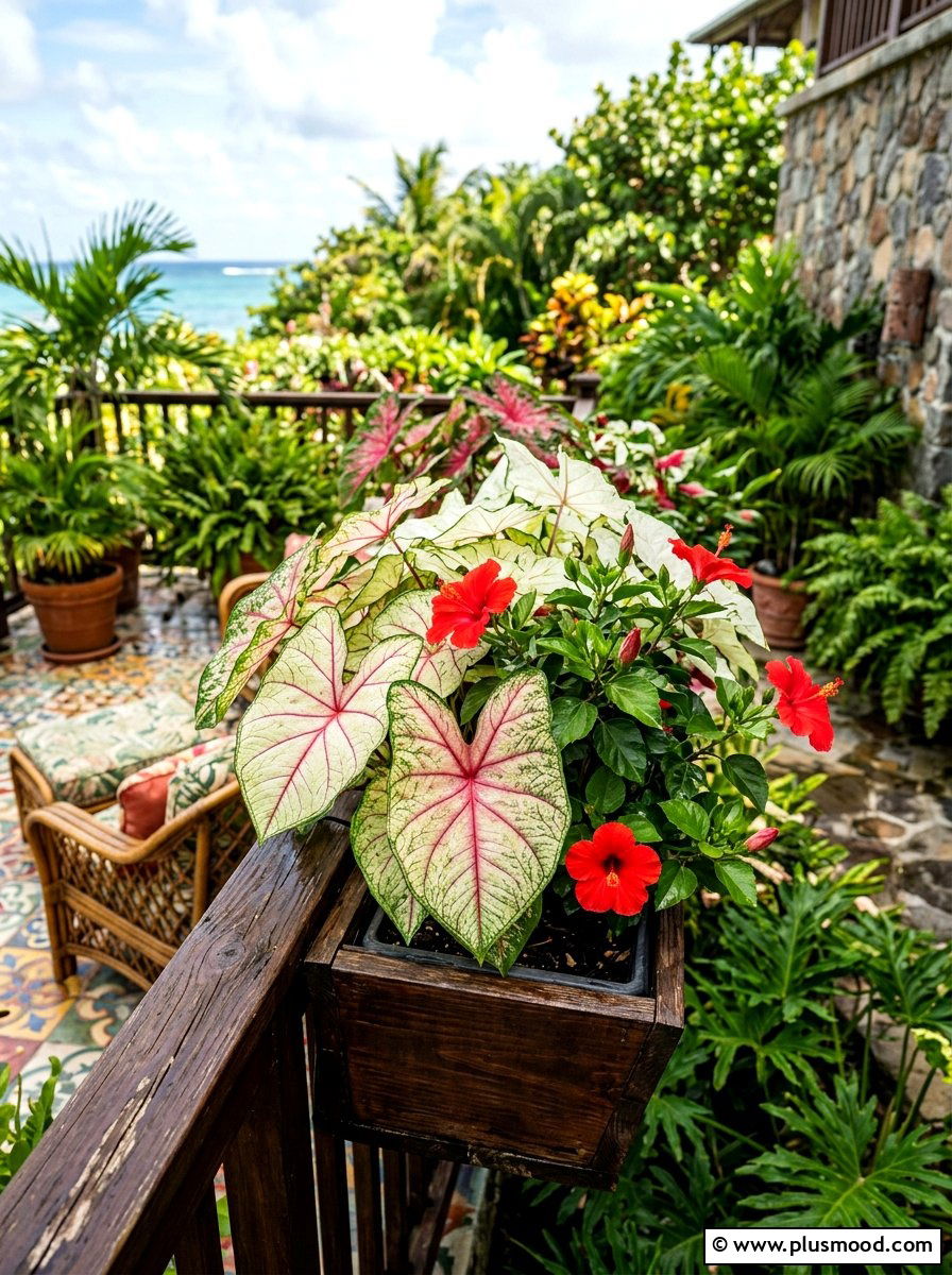 Tropical plant railing planter - 25 summer railing planter ideas