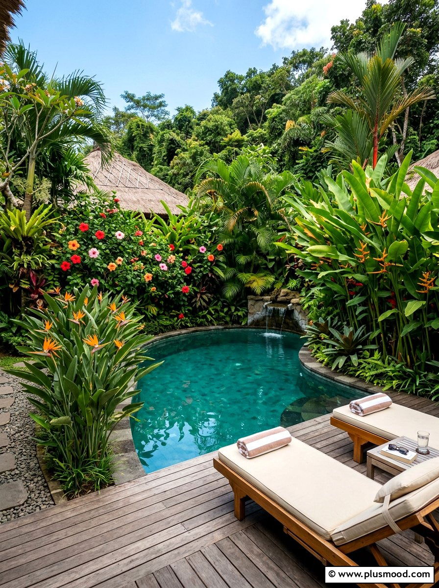 Tropical plants for small pool - 25 pool landscaping ideas for small lots