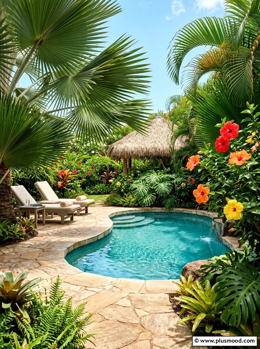 Tropical plants for small pool - 25 pool landscaping ideas for small backyards