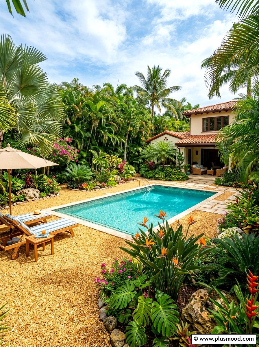 Tropical pool gravel garden - 25 pool landscaping ideas with gravel