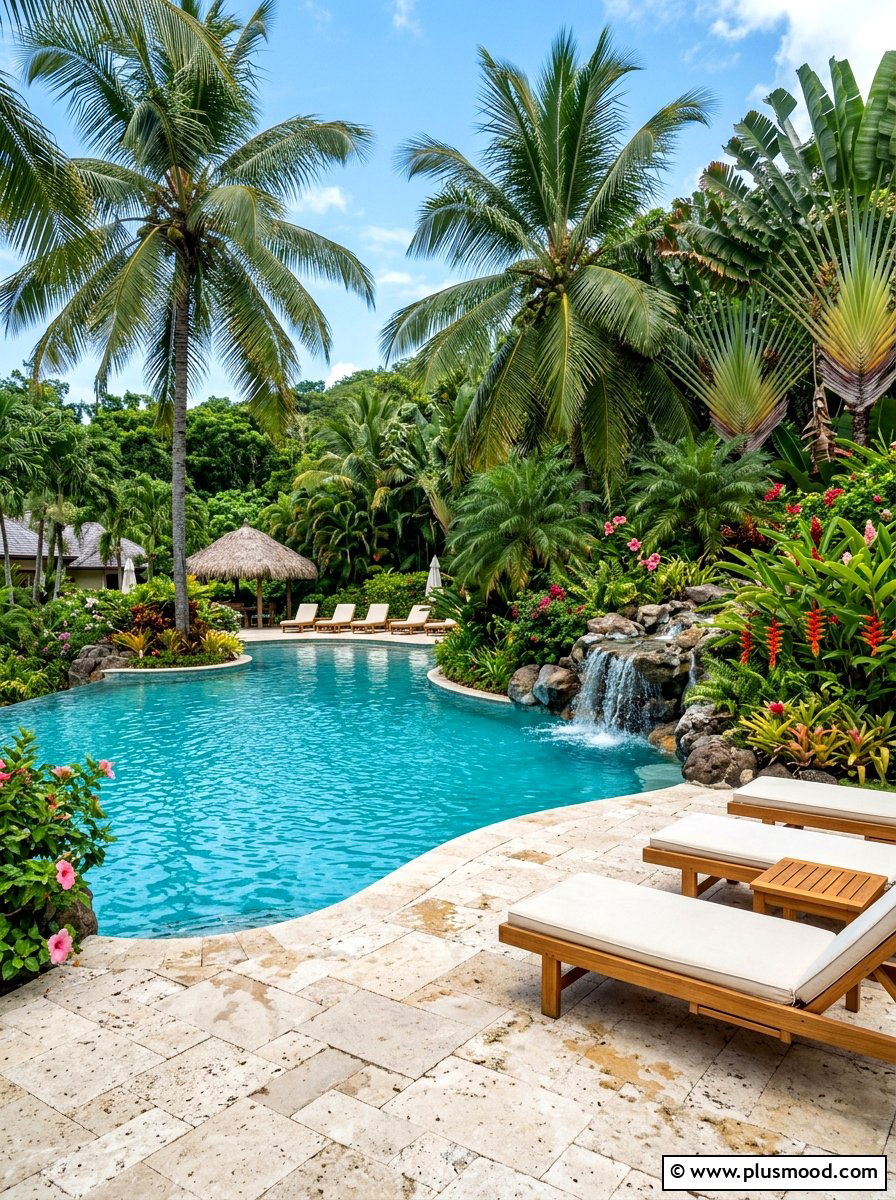 Tropical pool landscaping - 25 pool landscaping ideas with pavers
