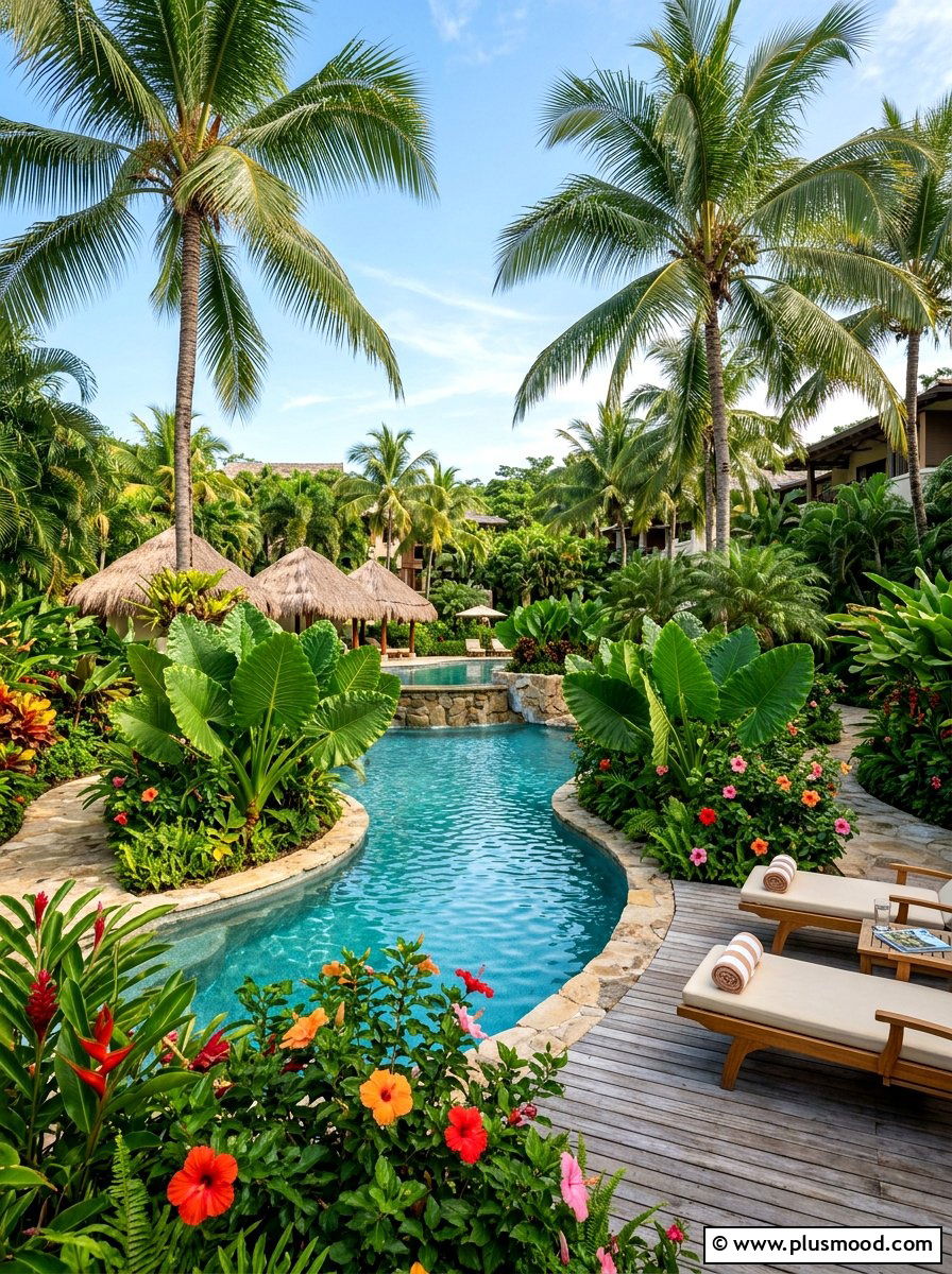 Tropical pool landscaping - 25 pool landscaping ideas with curved edges