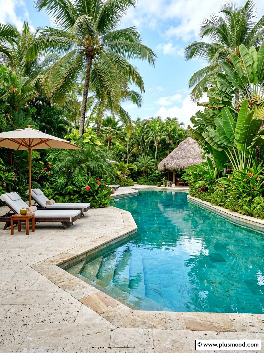 Tropical pool surround - 25 summer landscape design ideas