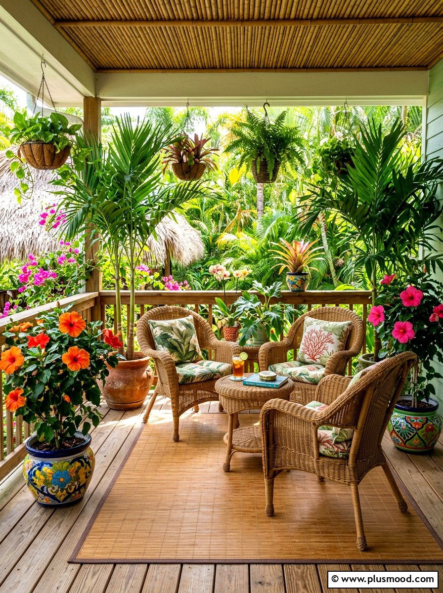 Tropical porch plants - 25 simple summer front porch ideas