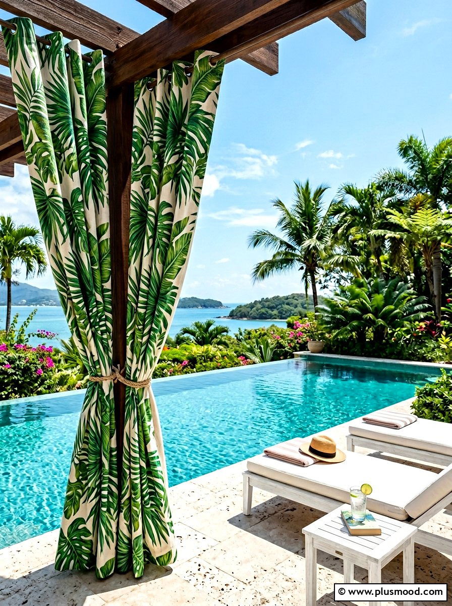 Tropical print patio curtains - 25 summer patio curtain ideas
