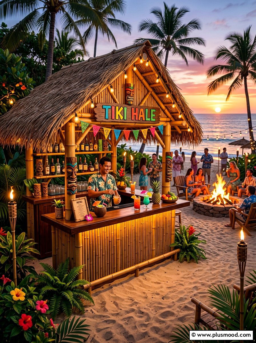 Tropical tiki bar - 25 summer bonfire party ideas