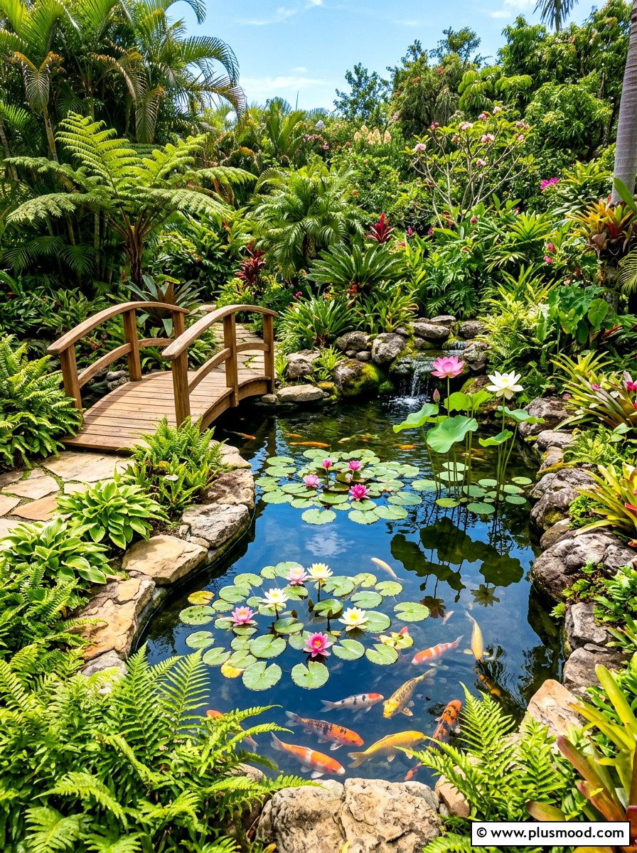 Tropical water feature - 25 summer backyard tropical ideas