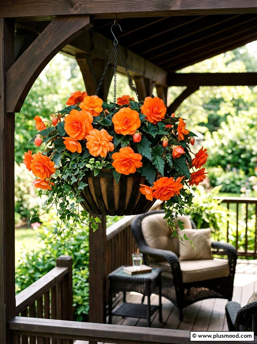Tuberous Begonia Flower Pot - 25 summer container garden ideas
