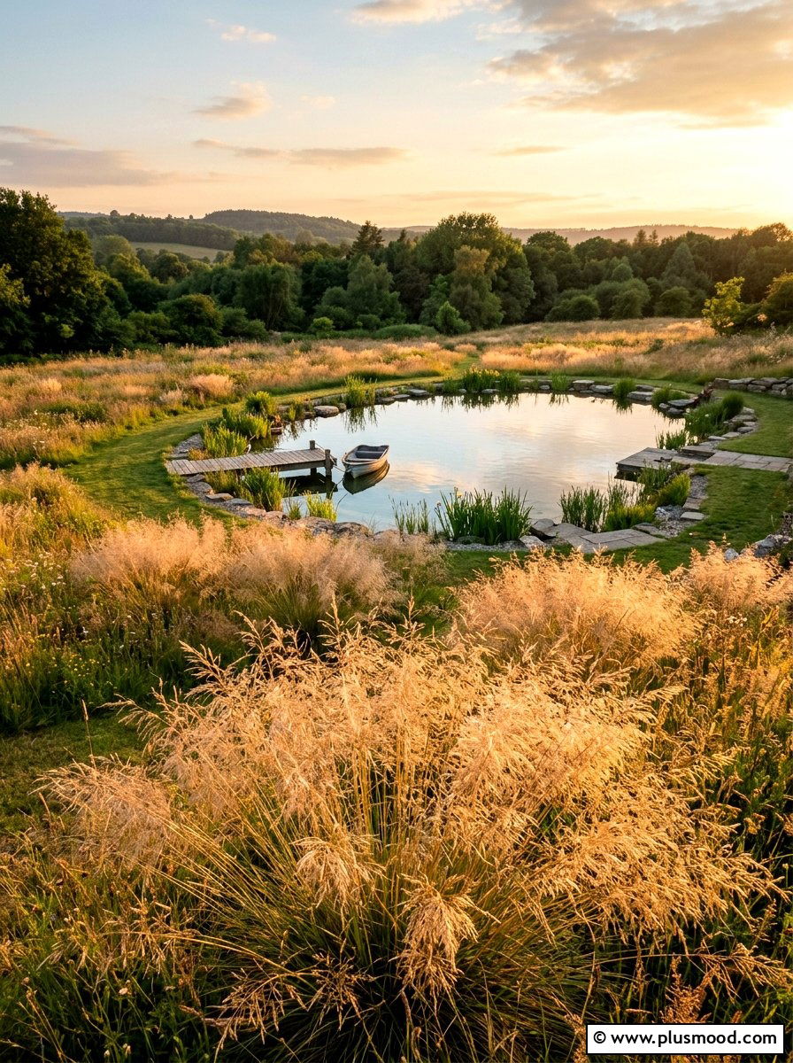 Tufted hair grass delicate texture - 25 pool landscaping ideas with ornamental grasses