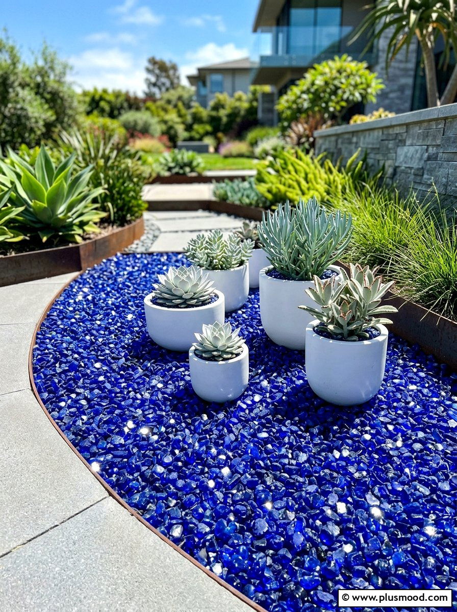 Tumbled glass mulch - 25 summer mulch ideas for summer landscaping