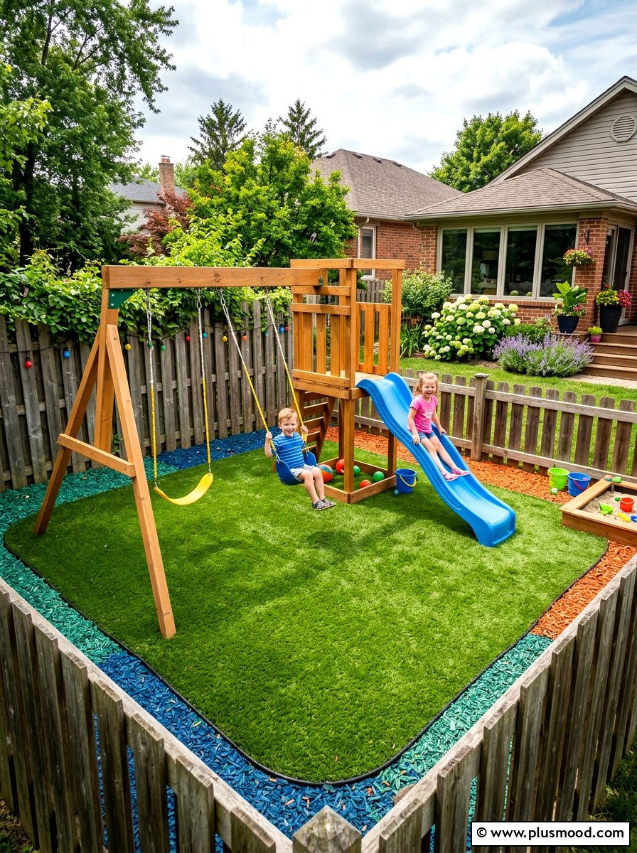 Turf for kids play area - 25 small backyard ideas with artificial turf