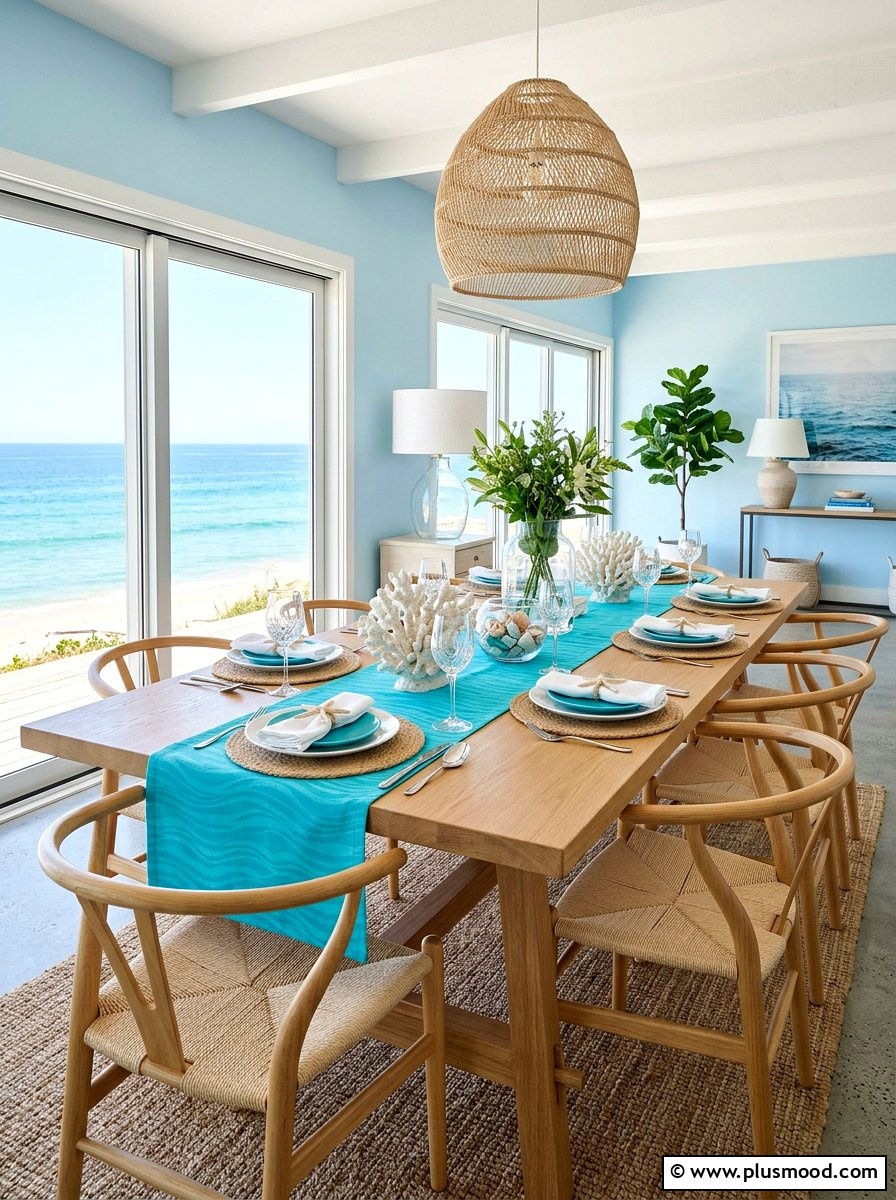 Turquoise Beach Summer Table Runner - 25 summer table runner ideas for summer