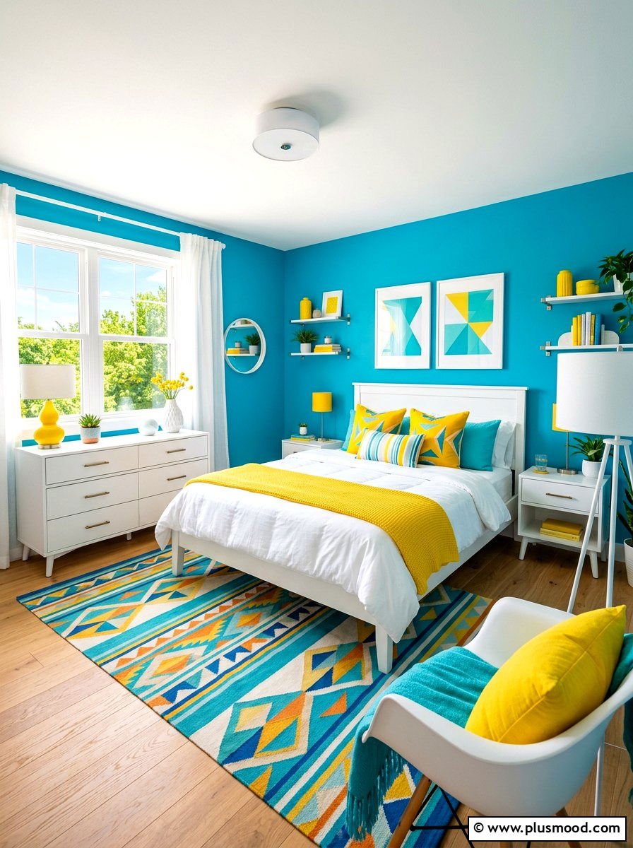 Turquoise Blue Bright Bedroom - 25 blue summer bedroom ideas