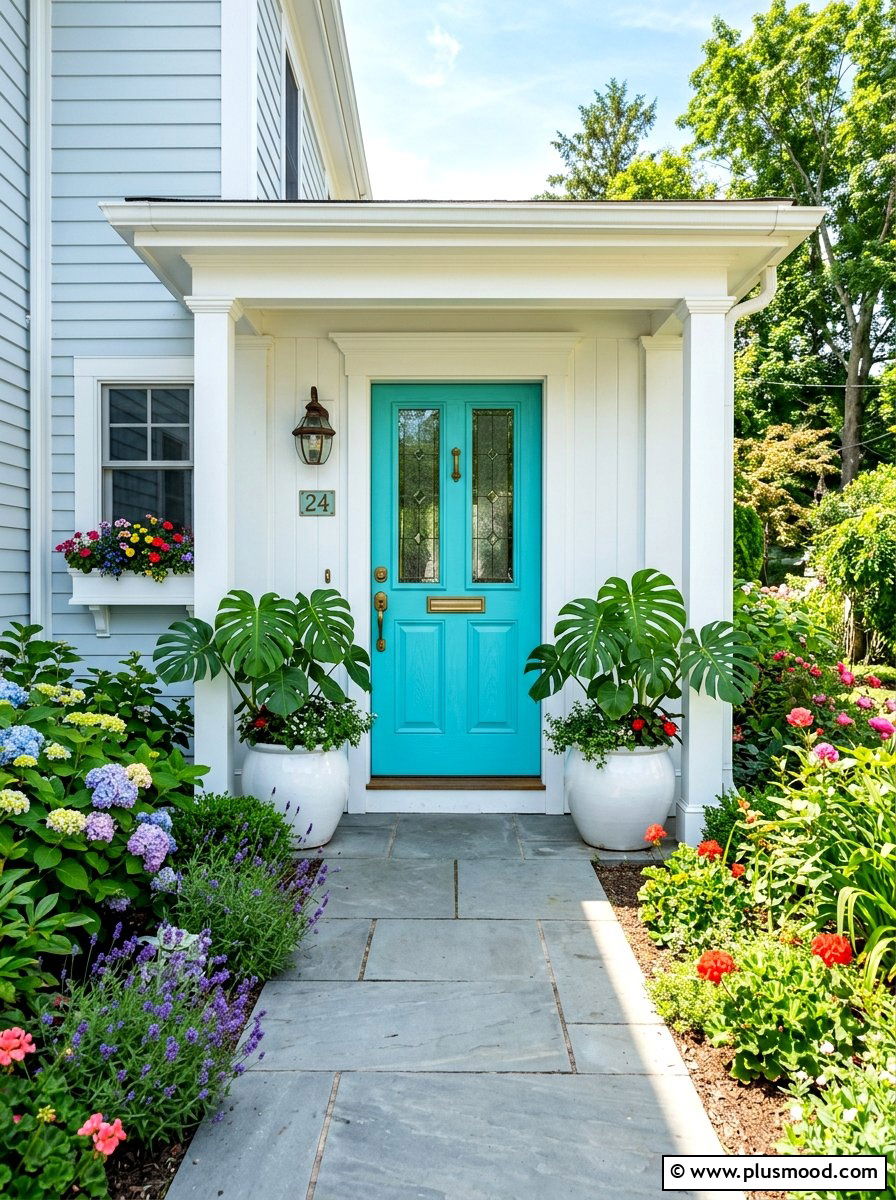 Turquoise Front Door Decor - 25 summer blue front door ideas