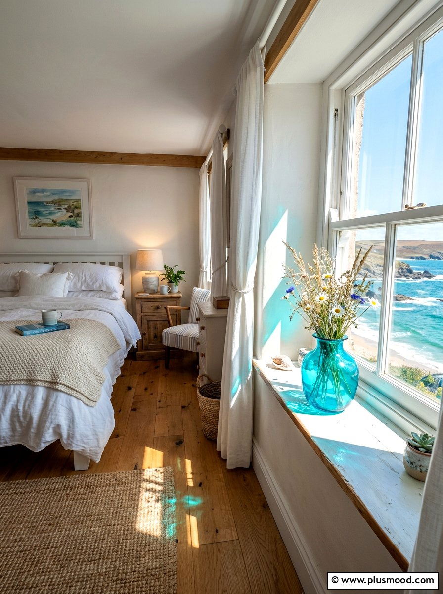 Turquoise Glass Vase - 25 summer beachy bedroom ideas