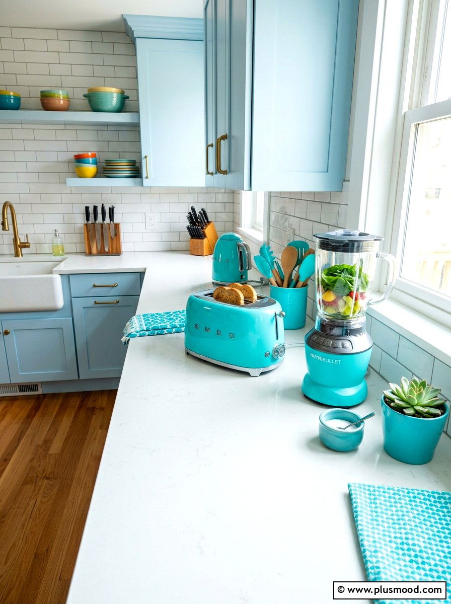 Turquoise Kitchen Accessories - 25 summer blue kitchen decor ideas