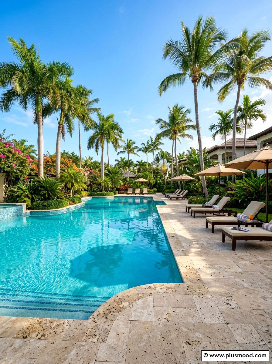 Turquoise Swimming Pool - 25 summer island style backyard ideas