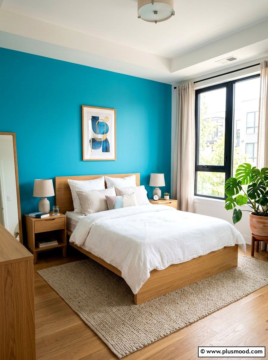 Turquoise accent walls - 25 summer tropical home decor ideas